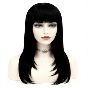 Perruque Synthétique Lisse et Soyeuse en Promotion, Non Cheveux Humains, Sans Lacet, Double Trame Faite à la Machine, Douce et Volumineuse pour Femme, Usage Quotidien - Product Image 2