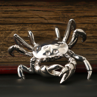 Cadeaux en métal massif argenté 3D personnalisés, artisanat, figurine de crabe de simulation, décoration de bureau à domicile, mini sculpture de crabe, ornement, artisanat en métal