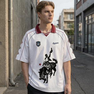 Custom <b>Western</b> Polo Collar Breathable Mesh Jersey Retro Graphic Polo Jersey Sports <b>Shirt</b> Team Fan Raglan Sleeve Sports Jersey - Product Image 1