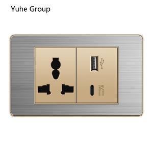Interrupteur à panneau tactile standard américain en aluminium brossé avec une intensité maximale de 10A/20A pour une utilisation murale avec ordinateur - Product Image 5