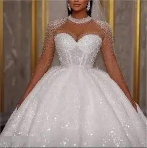 2024 nuevo vestido de novia de princesa con cuentas de lentejuelas vestido de novia vestidos de novia boda civil cortos perlas vestido de novia de encaje blanco