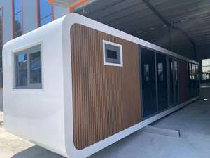 Mini-<span class=keywords><strong>maison</strong></span> portable à prix abordable, vente directe, 2 chambres, camping, modulaire, préfabriquée avec terrasse et escalier, type Apple Cabin - Product Image 2