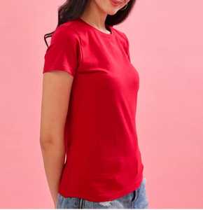 T-shirt en coton pour femme, col rond, manches courtes, coupe classique, élégant, décontracté, couleur unie, tricoté, respirant, anti-rides, été - Product Image 4