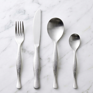 Ensemble de couverts en acier inoxydable finition mate, design minimaliste, passe au lave-vaisselle, couverts de table pour mariage, fourchette, couteau, cuillère - Product Image 1