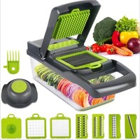 Multifunctionele handmatige keuken snijmachine, aardappelmes, grinder, voedselverwerker, snijmachine, raspmachine, 16-in-1