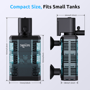 Filtro Interno para Acuario Seaoura SR-702A, 100 GPH, Sumergible, con Sistema de Aireación para Tanques de <span class=keywords><strong>5</strong></span>-15 Galones - Product Image 6