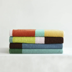 <span class=keywords><strong>Serviette</strong></span> de bain en coton peigné de qualité supérieure, à boucles longues, teinte en fil, jacquard, très absorbante, douce pour la peau, pour usage familial - Product Image 1