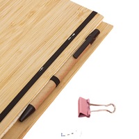 Porte-documents créatif A3 à feuilles mobiles avec couverture en bois, sangle élastique, impression sérigraphique, logo personnalisé, reliure spirale, promotionnel