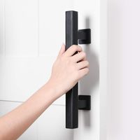Juego de Manijas Cuadradas de Acero Negro de 12 Pulgadas para Puertas de Granero, Diseño Rústico Grande de Doble Cara, Ambidiestro, para Puertas de Madera y Portones 1