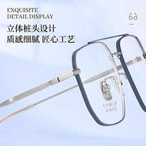 Montures de lunettes en titane de Shenzhen, rectangulaires, monture complète, unisexe, légères, 6019, verres en résine - Product Image 4