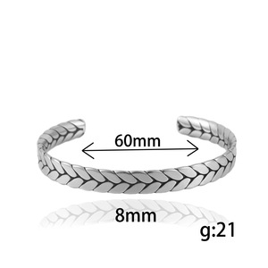 Brazalete Abierto de Acero de Titanio Estilo Europeo, Diseño de Espiga de Trigo, Joyería Unisex 280715 - Product Image 5