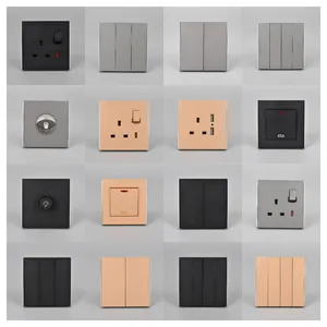 British Standard Two Gang Frameless Manufacturer Fashion DesignClassical Black Wall Switch Commercial Home Use