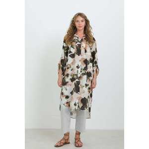 เสื้อเชิ้ตชีฟองโอเวอร์ไซส์ลายพิมพ์สำหรับผู้หญิง ติดกระดุมแบบอสมมาตร สวมใส่สบายๆ ในชีวิตประจำวัน - Product Image 5