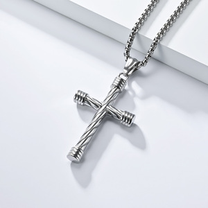 yunnique popular stainless steel cross necklace for men, niche retro design, street style, <b>titanium</b> steel pendant - Product Image 3