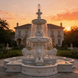 <span class=keywords><strong>Fontaine</strong></span> d'<span class=keywords><strong>eau</strong></span> en marbre de luxe sculptée à la main, grande taille, pour l'extérieur, avec statues de lions, pour la décoration de châteaux européens - Product Image 6