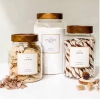 Bocaux en verre multi-usages avec couvercles en bois scellés, adaptés pour le stockage de fruits secs, biscuits, grains de café et articles ménagers