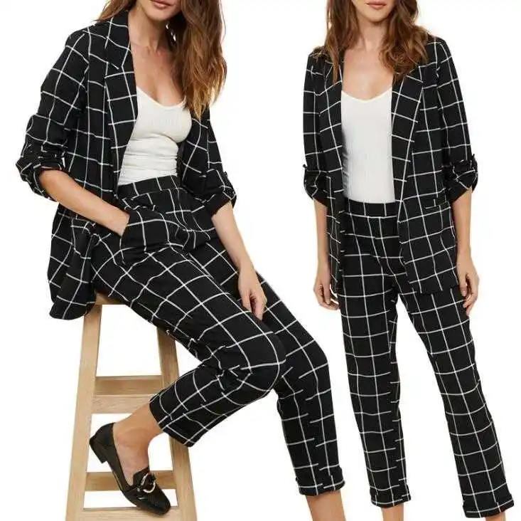 2020 primavera e autunno delle nuove donne giacca chiffon sezione sottile del plaid delle signore mid-lunghezza del vestito casuale