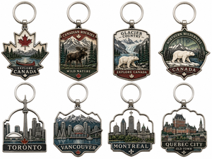 Porte-clés souvenir de <span class=keywords><strong>voyage</strong></span> personnalisé en alliage de zinc imprimé en 3D, paysage urbain de Toronto, Vancouver, Montréal, feuille d'érable - Product Image 4