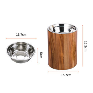 Mangkuk Hewan Peliharaan Kayu Aman untuk Pencuci Piring Ditinggikan dengan Dudukan Yang Dapat Dilepas Sisipan Baja Tahan Karat untuk Makanan dan Air - Product Image 1