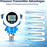 Transmisor de Presión Digital a Prueba de Explosiones con Pantalla LCD 4-20mA, Transmisor de Presión Industrial para Líquidos, Gases y Vapor