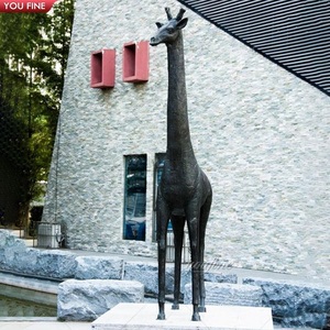 สวนกลางแจ้งชีวิตขนาดทองเหลืองบรอนซ์ยีราฟรูปปั้นประติมากรรม - Product Image 3