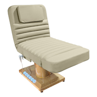 Lit de beauté électrique populaire avec base imitation bois, lit de luxe pour clinique esthétique, lit de massage électrique pour soins du visage et du corps