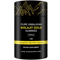 Gummies de Shilajit Or avec Ashwagandha – Complément OEM en Emballage Individuel – Gummies de Shilajit Pur de l'Himalaya 3000mg – Dropshipping