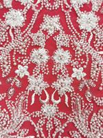 Nouvelle mode Émirats arabes unis Dubaï Tissu en dentelle de luxe Broderie artisanale Dentelle perlée avec paillettes Autriche Robe de mariée