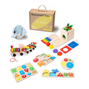 13-18 Months Wooden Montessori Educational Box Toy Set Pull Train Car Shape Color Match Puzzle Games Toy Box for Kids Boys Girls - Product Image 1