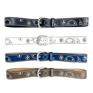 Cintura da donna stile retrò con fiori e strass, fibbia in lega, alla moda, hip hop, resistente, con rivetti in strass per pantaloni - Product Image 2