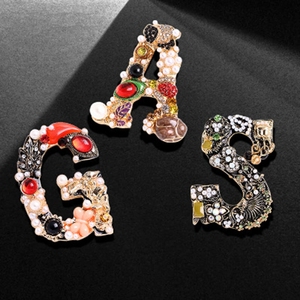 Pin Bros untuk Wanita dan Pria Aksesori Gaun Pesta Retro Mewah Zamrud/Ruby/Mutiara/Resin/Huruf/Lebah/Tengkorak Alami - Product Image 6