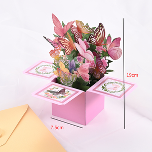 การ์ดอวย<span class=keywords><strong>พ</strong></span>รที่เขียนด้วยลายมือกล่อง3D วันเกิดรูปผีเสื้อดอกไม้3D ใหม่ - Product Image 5