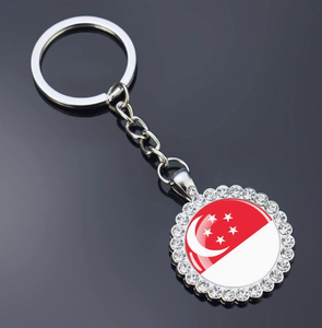 Vente en gros de porte-clés personnalisés de Sierra Leone, à une face, avec motifs de l'emblème national de divers pays, incrustés de strass - Product Image 2