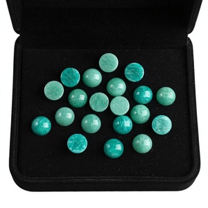 Meilleures pierres précieuses naturelles d'Amazonite verte en gros, cabochons ronds à dos plat, pierres lâches pour la fabrication de bijoux, bagues et boucles d'oreilles DIY - Product Image 2