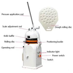 Diviseur et arrondisseur de pâte, machine commerciale de <span class=keywords><strong>d</strong></span>écoupe et <span class=keywords><strong>d</strong></span>'arrondissement de boules de pâte pour le pain, les brioches, la pizza et l'usage en boulangerie - Product Image 6