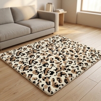 Tapis imprimé en fausse fourrure, doux et moelleux, en peluche de lapin, à rayures zébrées, pour chambre à coucher, salon, décoration intérieure, sol chaud