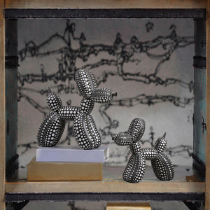 Estatua de Perro de Resina Pintada a Mano con Diseño de Puntos Blancos y Negros, Estilo Chic y Artístico de Newpoint, Decoración para el Hogar, Regalo - Product Image 3