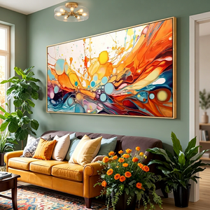 Arte Mural Enmarcado, Obra de Arte Moderna, Pintura Abstracta de Fantasía en Lienzo, Decoración de Pared Colorida para Sala de Estar, Dormitorio, Comedor, Hogar - Product Image 3