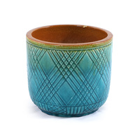 Ensemble de pots à bonsaï en céramique émaillée vert turquoise de style américain, texture croisée, écologique, durable, avec trou de drainage