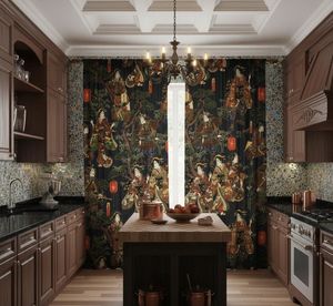 Vintage Samurai And Geisha Garden Window Curtains Dense Floral Panel 70% <b>Light</b> Blocking Decorative Printed Drapes for Room - Product Image 5