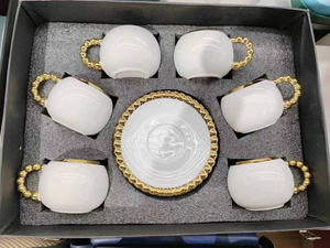 Ensemble de tasses à café turques avec soucoupes et plateau, ensemble de 6 tasses à café en céramique pour double expresso, latte, café moka, thé - Product Image 4