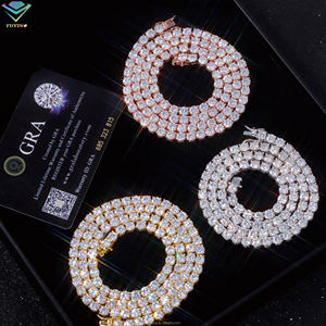 สร้อยคอเทนนิสแบบฮิปฮอป เงินแท้ 925 ชุบทอง 18K ประดับเพชรโมอิสซาไนต์ VVS รับรองโดย GRA ทรงกลมเจียระไนบริลเลียนต์ ตัวเรือนแบบกรงเล็บ - Product Image 3