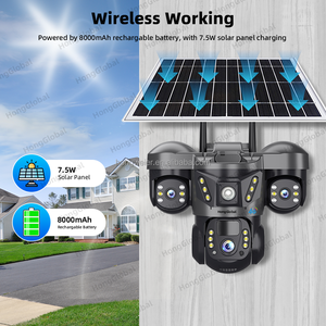 Hongglobal 6K không dây năng lượng mặt trời năng lượng Powered surveil máy ảnh V380 Pro 12MP 3 ống kính ngoài trời an ninh 4G Sim Thẻ CCTV năng lượng mặt trời máy ảnh - Product Image 4