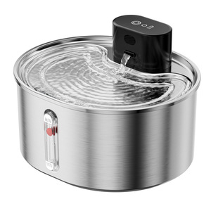 Fontaine à eau pour animaux de compagnie en acier inoxydable, distributeur automatique rond pour chiens et chats, conception durable et détachable - Product Image 1