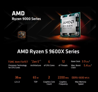 Nouveau processeur AM-D Ryzen 5 9600X 5,4 GHz 6 cœurs 12 threads 38 Mo de cache de jeu 4 nm TDP 65 W Socket AM5 CPU de jeu Zen 5