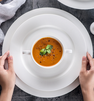 Ensemble de bols en céramique pour la restauration hôtelière, élégance blanche pure, gaufré, pour soupe, dessert, salade, riz, bols en porcelaine