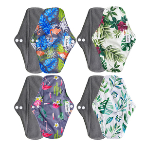 Serviettes hygiéniques maternité réutilisables et lavables en charbon de bambou, super absorbantes, avec ailettes anti-fuites, pour usage de jour et de nuit - Product Image 2