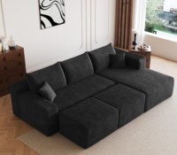Canapé sectionnel Cloud de 95 pouces, moderne, confortable en forme de U pour salon, canapé d'angle à assise profonde, aucun assemblage requis, noir