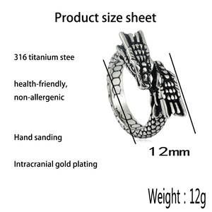 Double <b>Headed</b> Dragon Ring Stainless Steel Men's Punk <b>Style</b> Jewelry Gift 280712 - Product Image 4