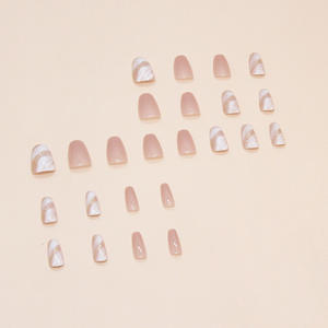 24 <span class=keywords><strong>Uñas</strong></span> Postizas Acrílicas con Diseño Degradado Rosa y Blanco con Detalles en Dorado, <span class=keywords><strong>Uñas</strong></span> Artificiales, <span class=keywords><strong>Uñas</strong></span> Falsas 3224 - Product Image 4